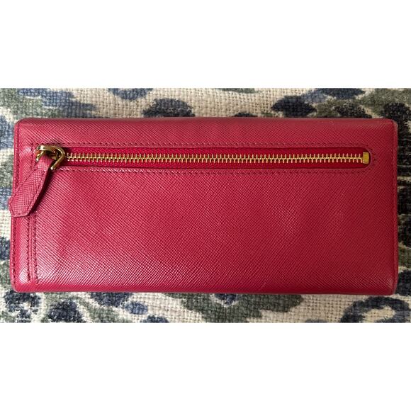 Authentic Prada Ribbon Continental Saffiano Leather Wallet in Pink w/COA - Picture 7 of 16